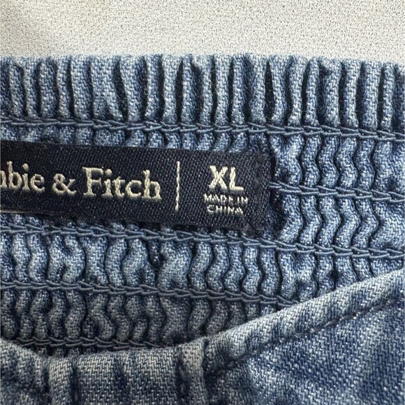 Abercrombie & Fitch Romper Blue Denim Lyocell Button Sleeveless Strap Y2K Sz XL - Picture 9 of 13